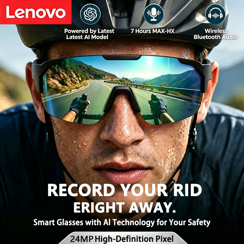 Smart Glasses Lens - Lenovo 2400W AI Smart Cycling Glasses