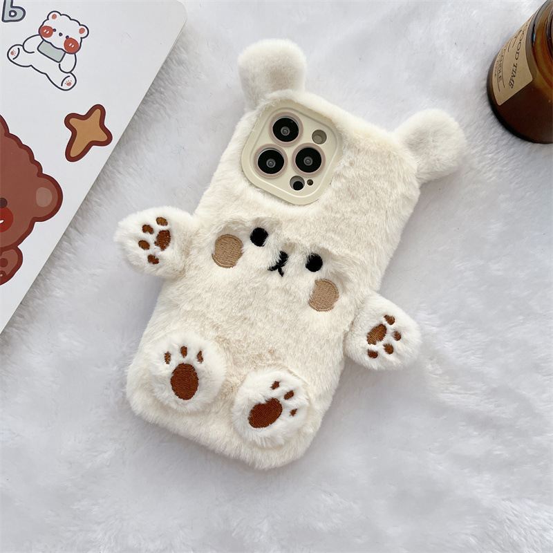 Korean 3D Cartoon Bear Fluffy  - đánh giá và giá Apple Iphone 15