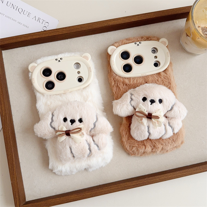 3D Cartoon Bowknot Puppy Warm  - đánh giá và giá Apple Iphone 15